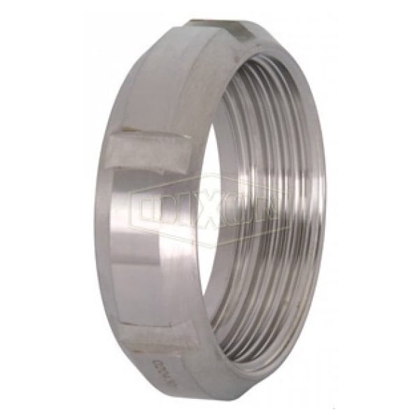 SMS Round Nut, Fitting/Connector Type: Nut, DN76 Nominal Size, 1.18 in Thickness, 304 SS, 4.49 in Di